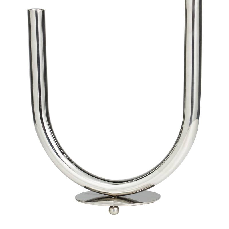 Silver Stainless Steel Metal Abstract U-Shaped Candelabra
