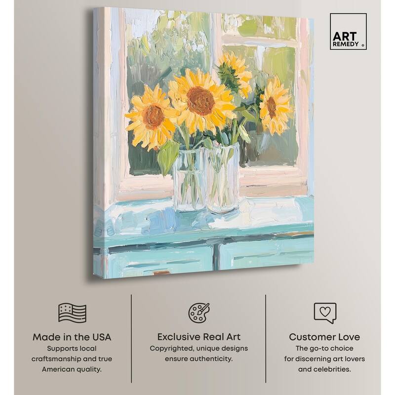 Sunflower Quartet Canvas by Art Remedy, Gallery Wrapped