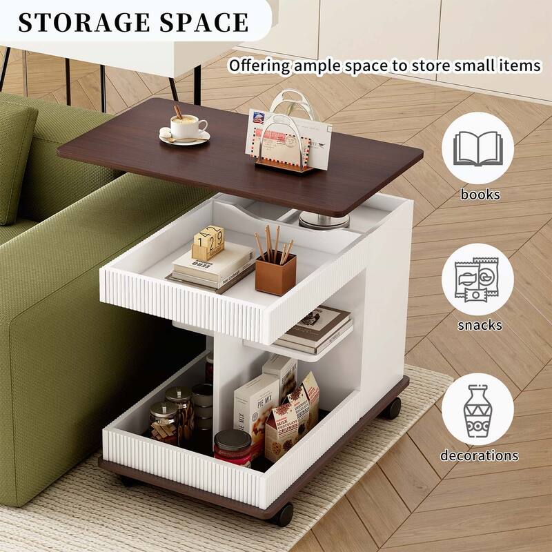 Modern End Table with Wheels