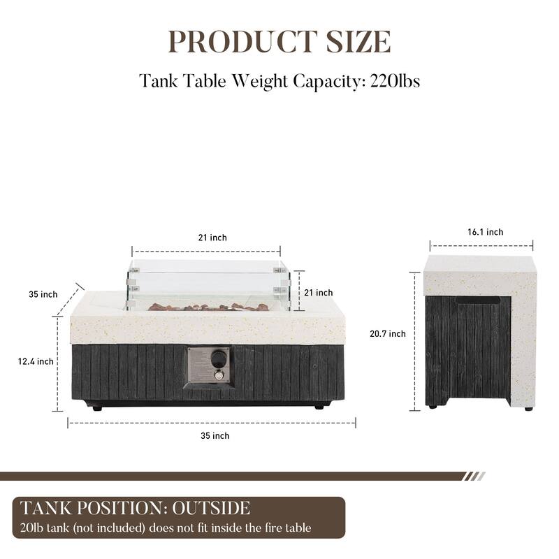 COSIEST Outdoor Gas Fire Table,50,000 BTU with Waterproof Cover​