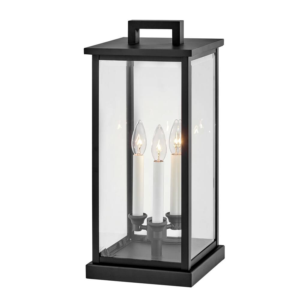 Hinkley Weymouth Collection Three Light Large Outdoor Pier Mount Lantern, Black