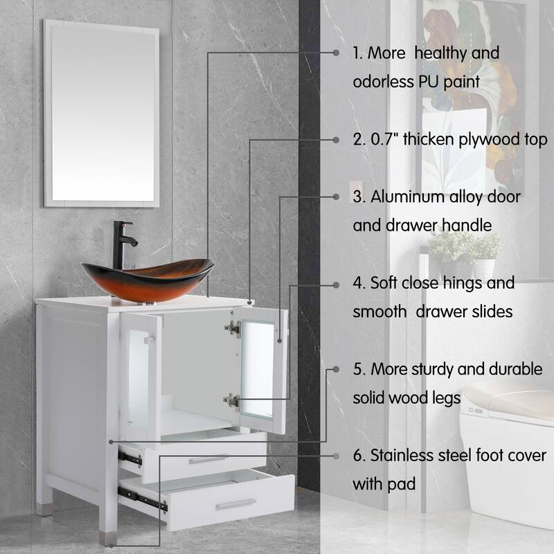 24" Bathroom Vanity with Sink Set Storage Cabinet Combo