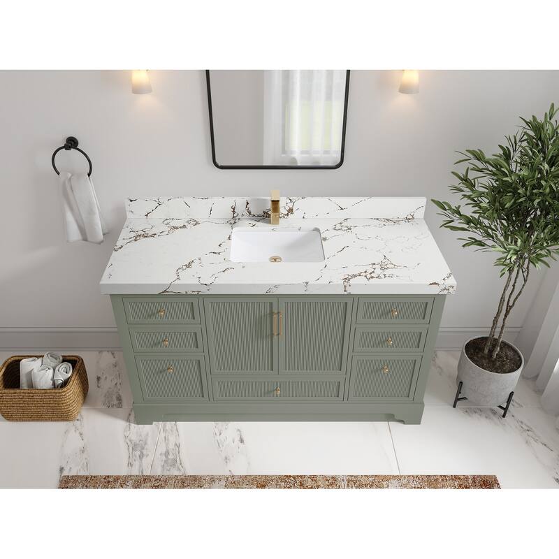 Willow Collections 60 in. W x 22 in. D Alys Single Sink Bathroom Vanity with Countertop - 2"Viola Brown - Evergreen