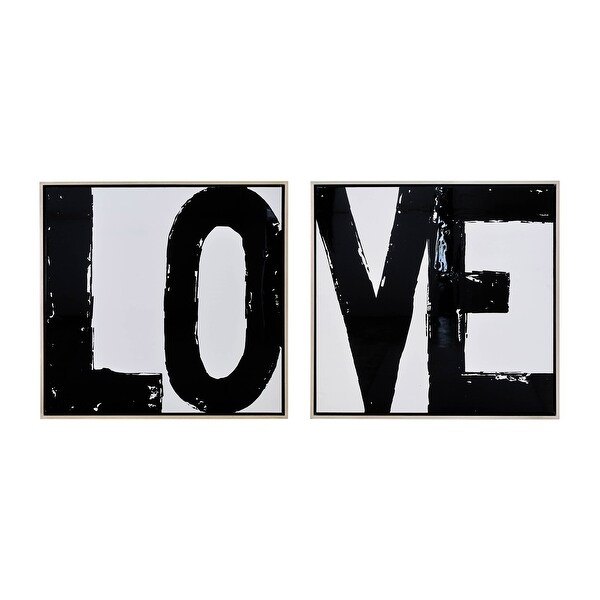 Sagebrook Home Modern Set of 2 Love Pop Art Frames, Black