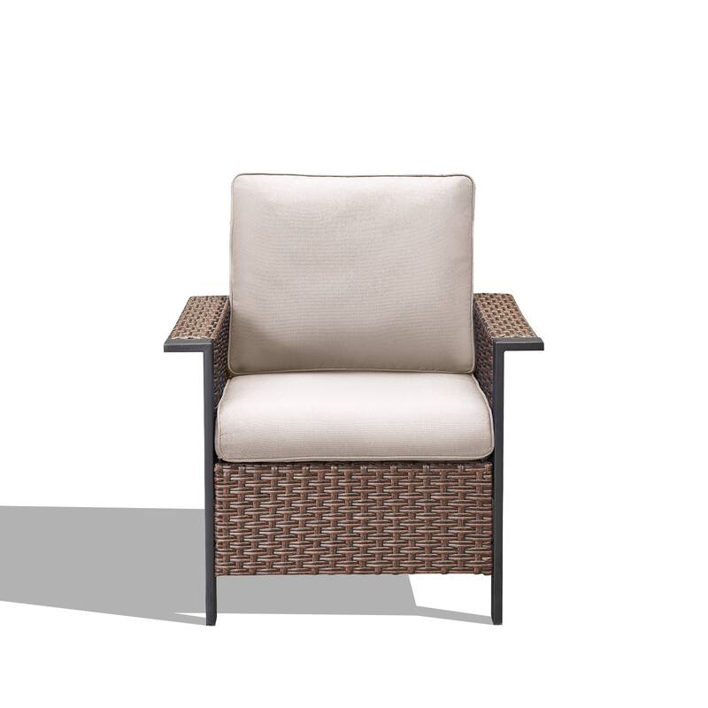 Pocassy Outdoor Wicker Sofa Glider Chair with Ottoman Set