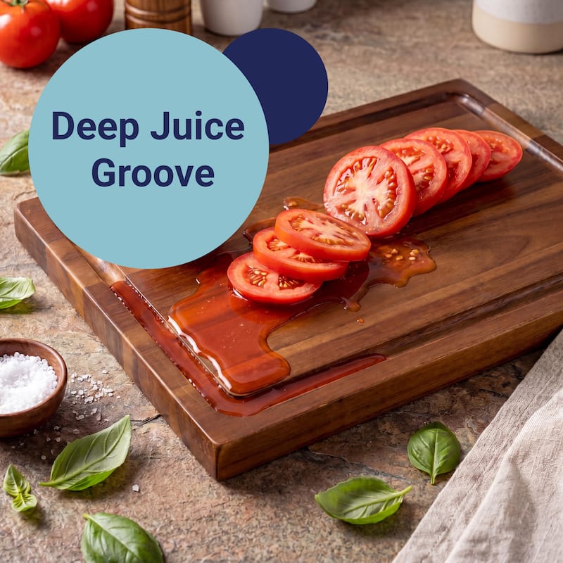 Eldridge Extra Large 24 in. W x 18 in. D Handcrafted Acacia Wood Grain Thick Reversible Cutting Board with Juice Grooves
