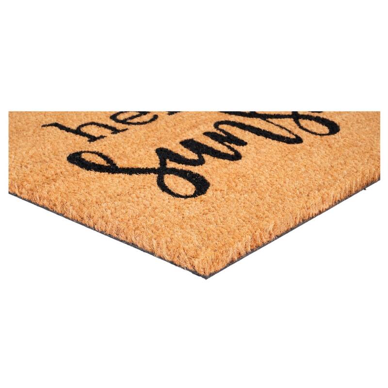 HomeRoots 24" X 36" Brown And Black Hello Sunshine Outdoor Coir Door Mat - 24.00' X '36.00