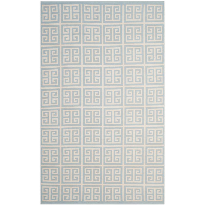 SAFAVIEH, Handmade Flatweave Montauk Belvoir Casual Cotton Rug - 6' x 9' - Light Blue/Ivory