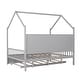 preview thumbnail 20 of 30, Wooden Full Size House Bed with Trundle and Shelf for Kids