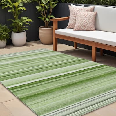 Pasi Stripe Weather Resistant Timeless Fusion Outdoor Rug
