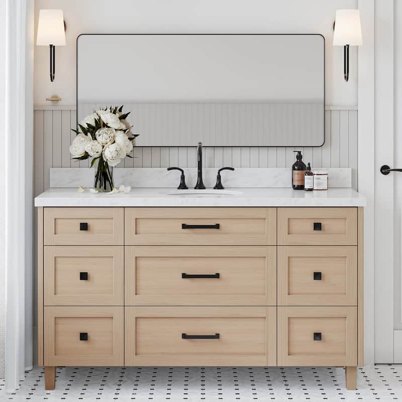 Ariel B61CWOVO Monroe 61" Free Standing Single Basin Vanity Set with - White Oak