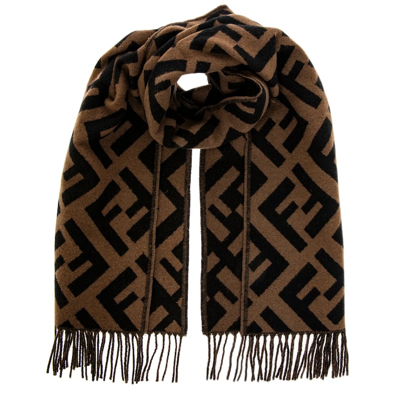 Fendi FF Cashmere Scarf - Brown/Black