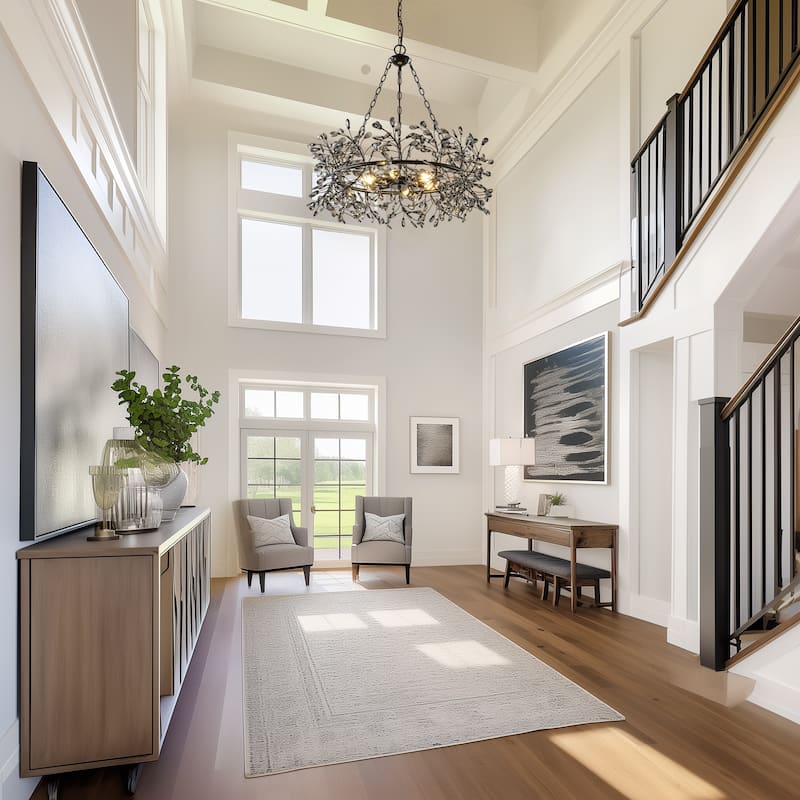 30.7" Modern Glam Black Crystal Branch Chandelier - 30.7" D x 30.7" W x 28.94" H