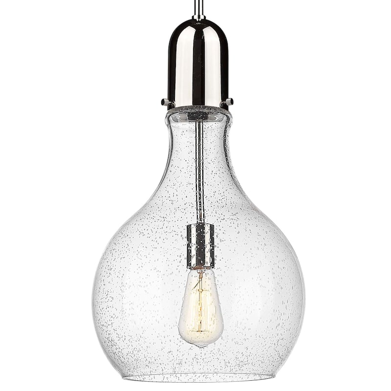 Innovations Lighting 492-1S-21-12 Amherst Pendant Amherst 12" Wide - Polished Nickel / Seedy