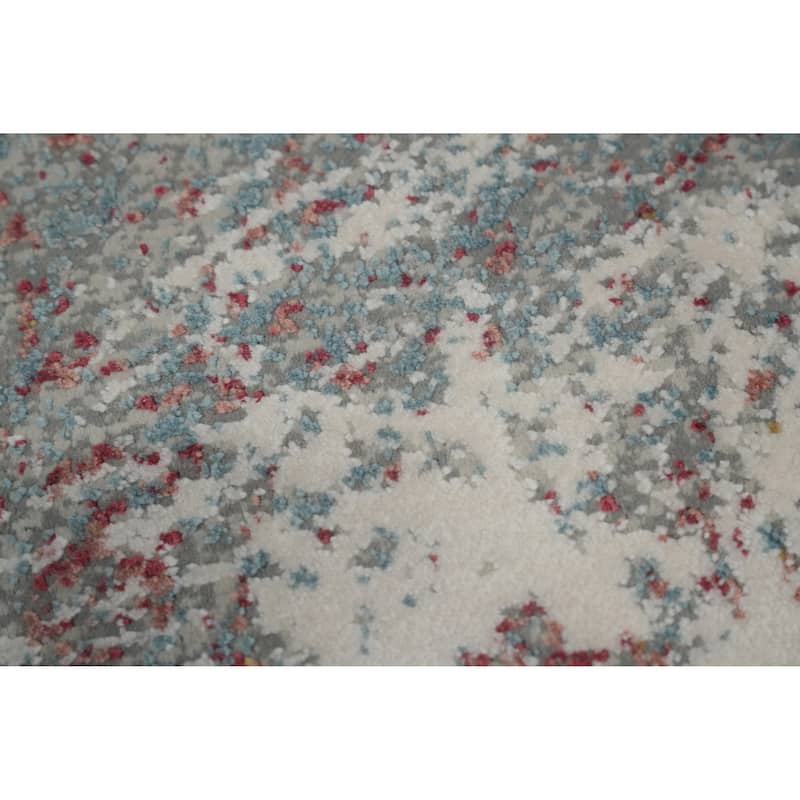 Machine Made Oriental Polyester Carpet Modern Abstract Greys & Charcoal Abstract Area Rug - 7' 5'' X 5' 2''