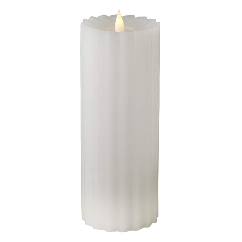 Sutton Fluted Motion Flameless Candle 3x9 White