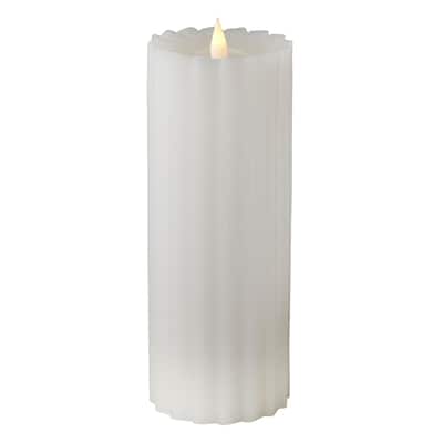 Sutton Fluted Motion Flameless Candle 3x9 White