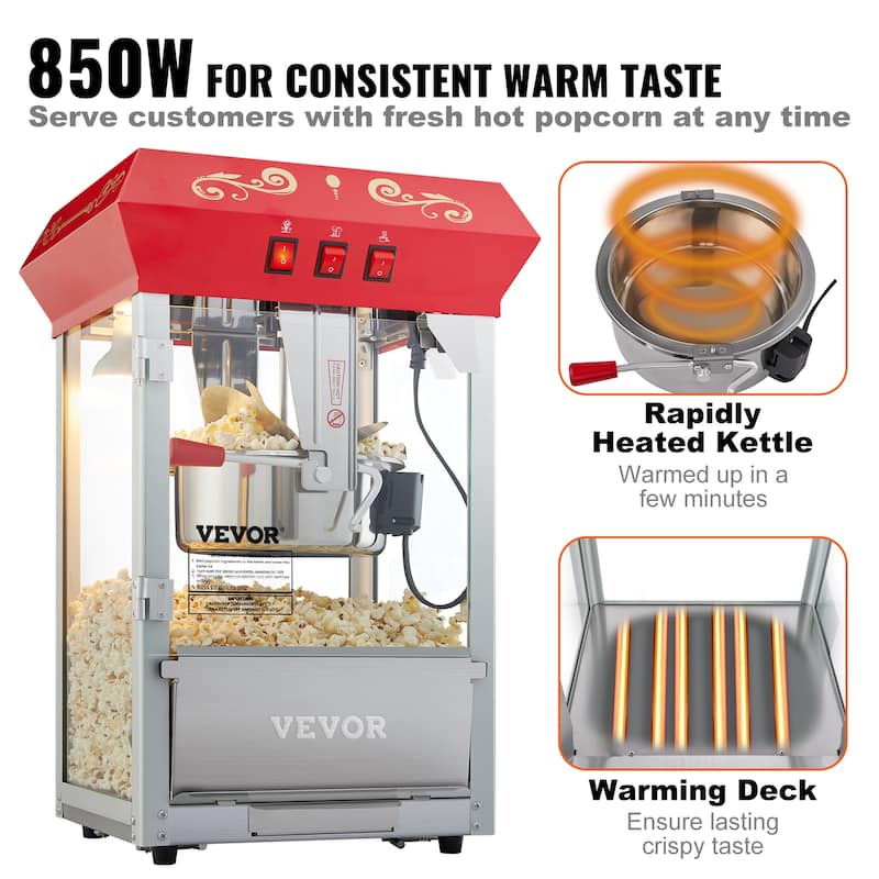 VEVOR Popcorn Popper Machine Countertop Popcorn Maker Red Bed Bath