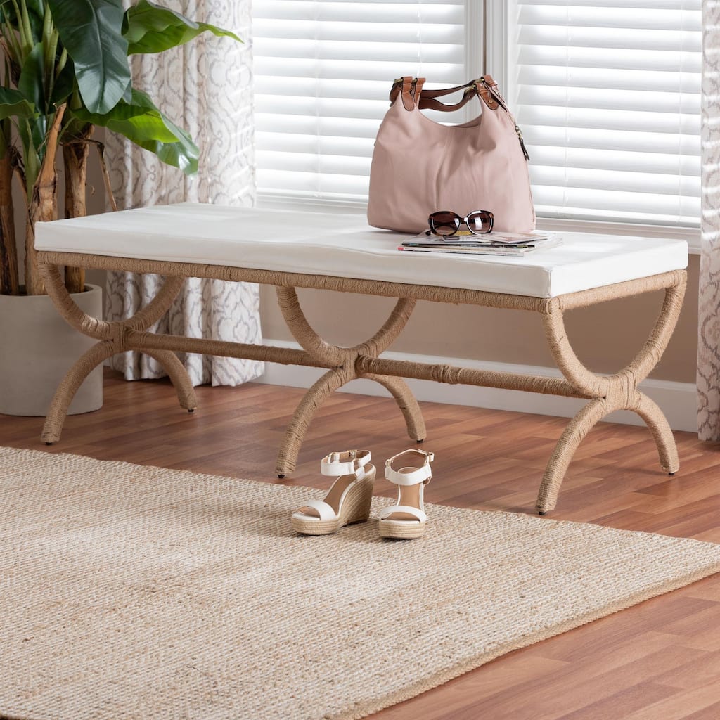 Maliyah Japandi Natural Jute Accent Bench