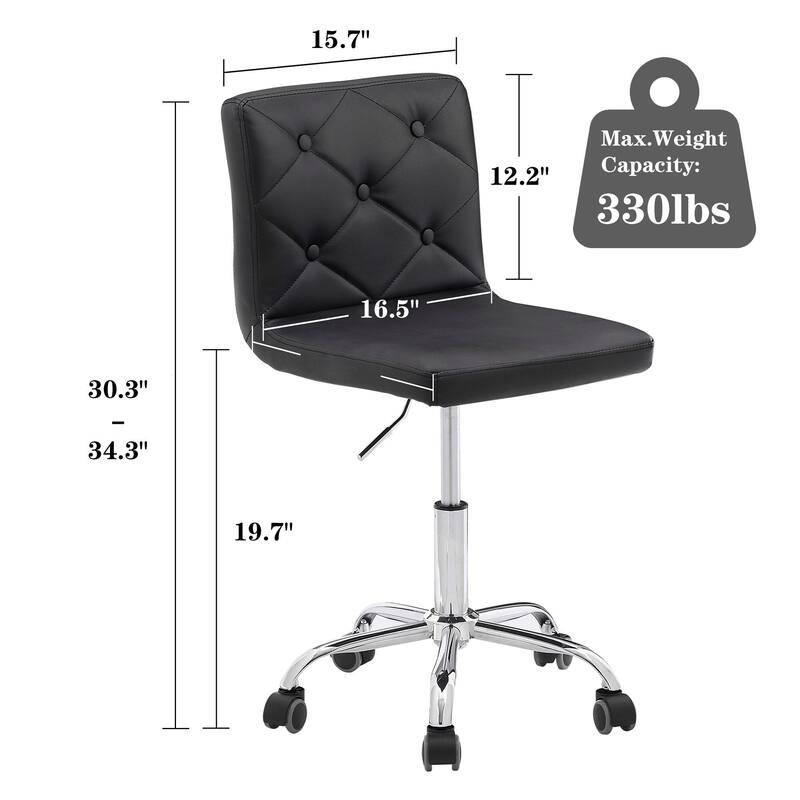 Javlergo Armless Office Desk Chair PU Leather Mid-Back Adjustable Height 360° Rolling Swivel 10 Colors Available Office Chair
