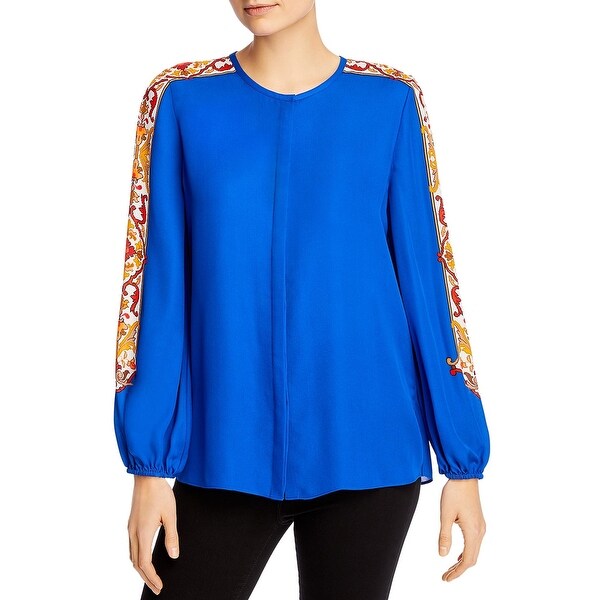 Kobi Halperin Womens Lorna Blouse Silk Baroque - Blue. Opens flyout.