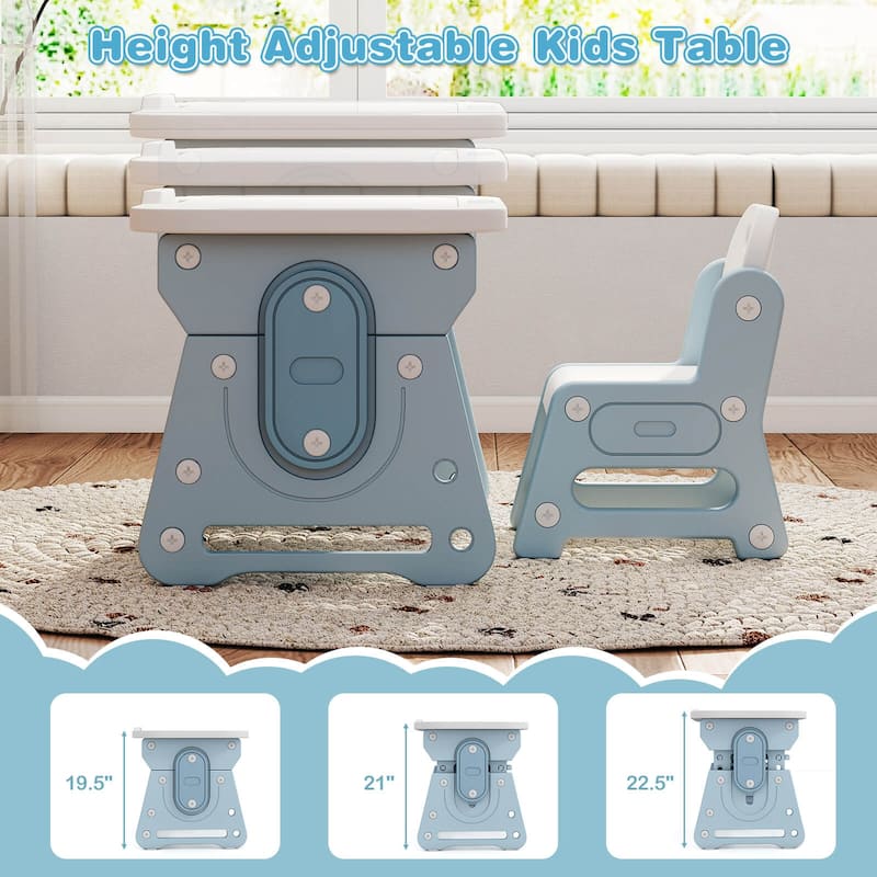 Gymax Kids Table & Chair Set Height Adjustable Toddler Drawing Table