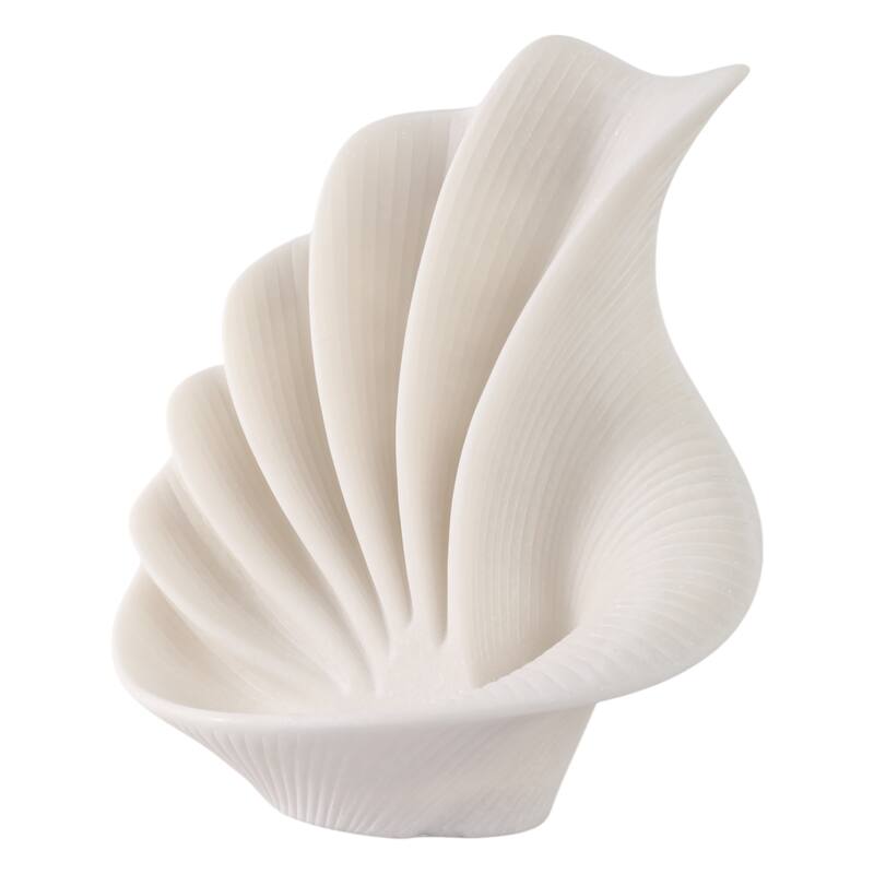 Resin Sculpture Modern Fan-Shaped Abstract Design - 16" White - 14" x 8" x 16"