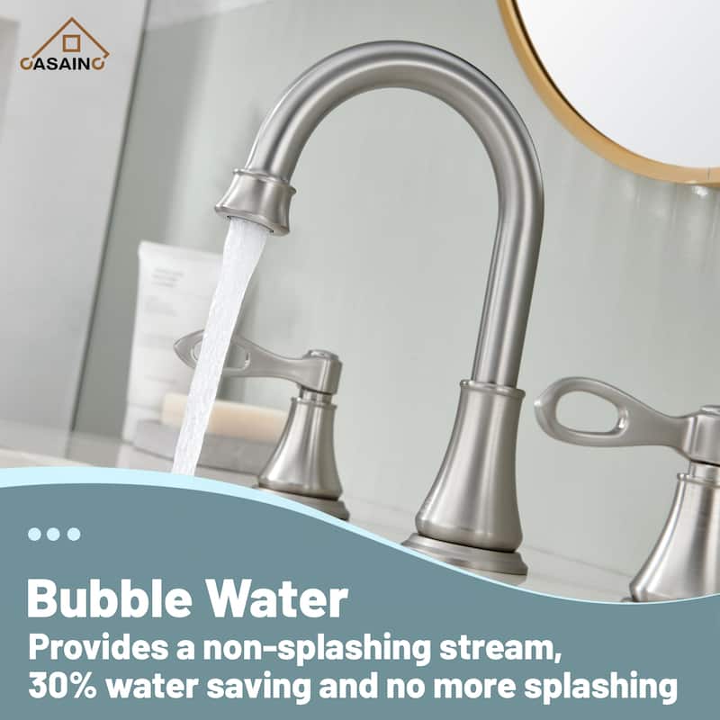 8 in. Widespread Double Handle Bathroom Faucet with Drain Kit Included