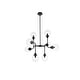 preview thumbnail 1 of 14, Hope 8 Light Pendant in with clear shade - 36 Inch Black