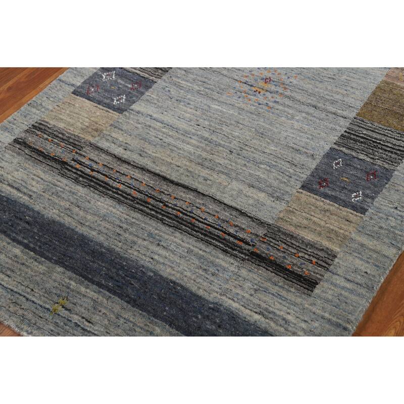 Hand Knotted Oriental 100% Wool Carpet Tribal Tribal Greys & Charcoal Gabbeh Area Rug - 5' 11'' X 4' 1''