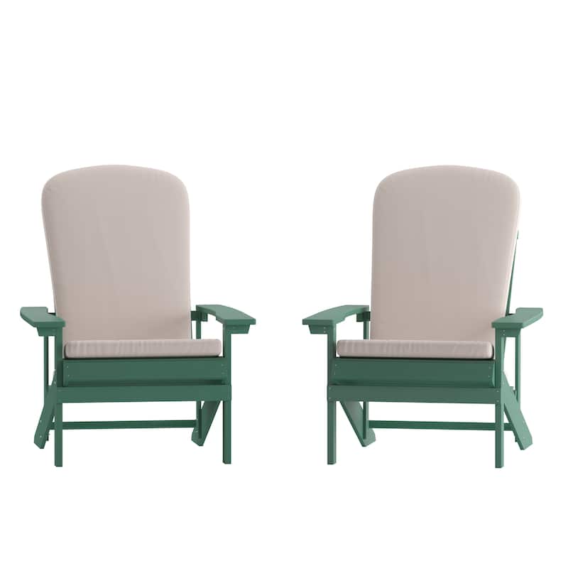 Indoor/Outdoor Adirondack Chairs with Cushions - Set of 2