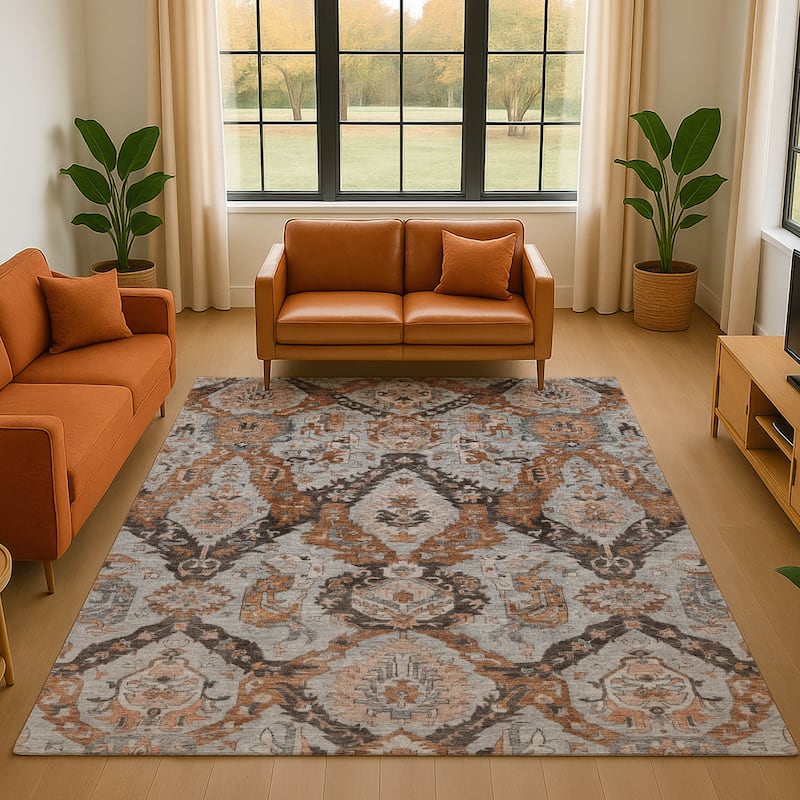 Premium Washable Super Soft Global Traditional Mayfield Rug - Paprika - 10' x 14'