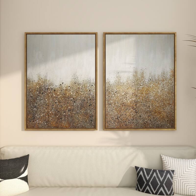 CosmoLiving by Cosmopolitan Canvas Glitter Flakes Geode Living Room Framed Wall Art with Gold Frame