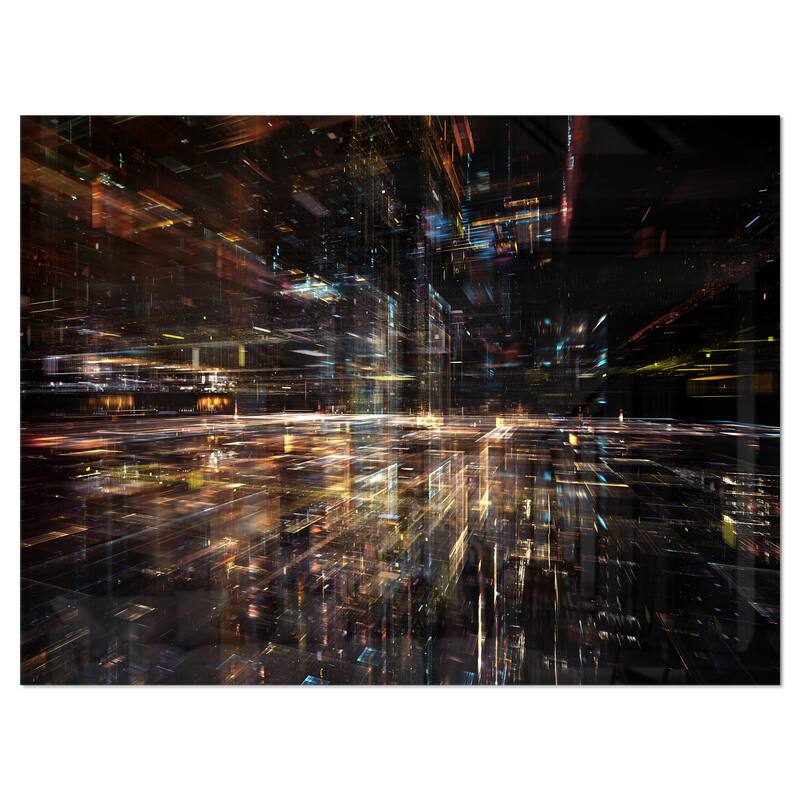 Designart 'Glow of Technology' Contemporary Metal Wall Art - 40 in. wide x 30 in. high - 1 panel