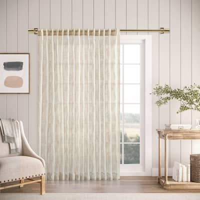 Gorgeous Sheer Leaf Embroidered Rod Pocket W Back Tab Patio Panel - 104"W x 108"L