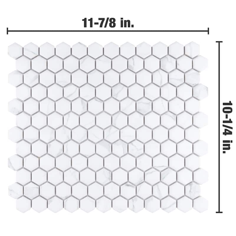 Merola Tile Carrione 1" Hex Matte Carrara 10-1/4" x 11-7/8" Porcelain Floor and Wall Tile