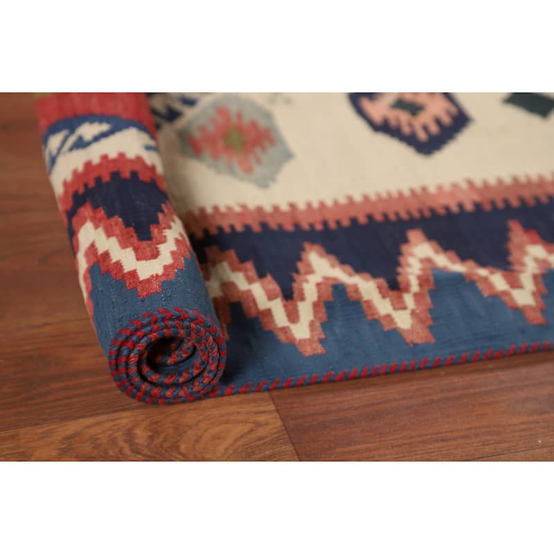 Tribal Kilim Qashqai Persian Vintage Rug Hand-Woven Wool Carpet - 4'8"x 6'3"