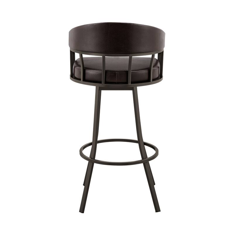 Faux Leather Swivel Bar Chair with Iron Frame and Footrest