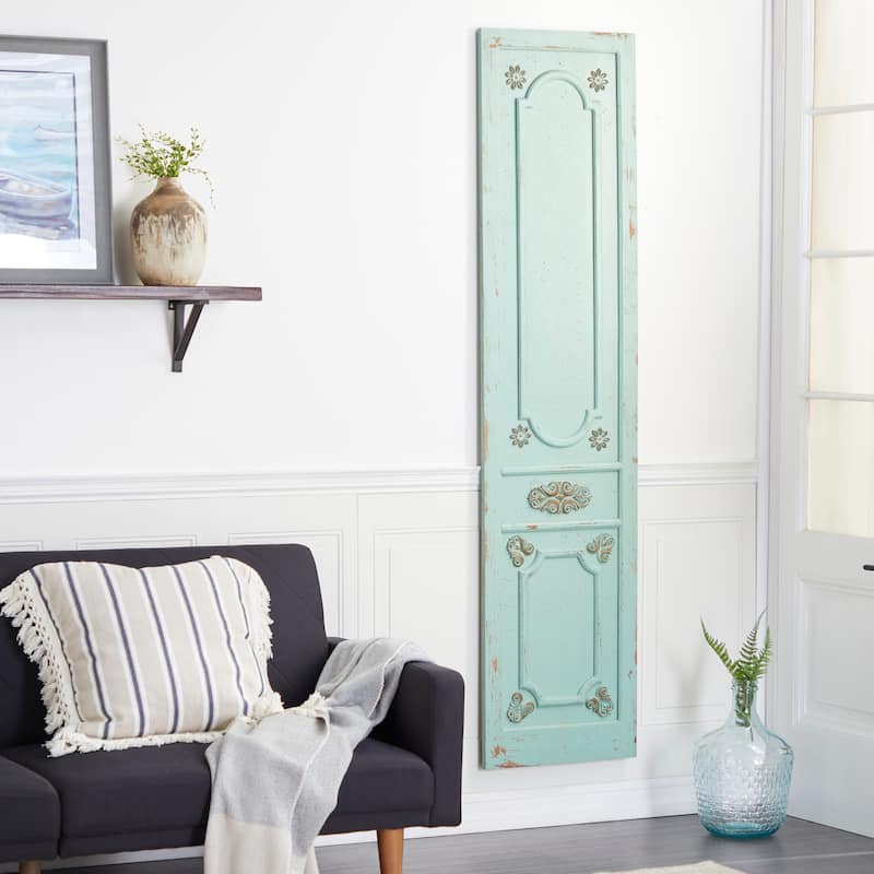 Green Wood Antique Door Scroll Home Wall Decor - Green