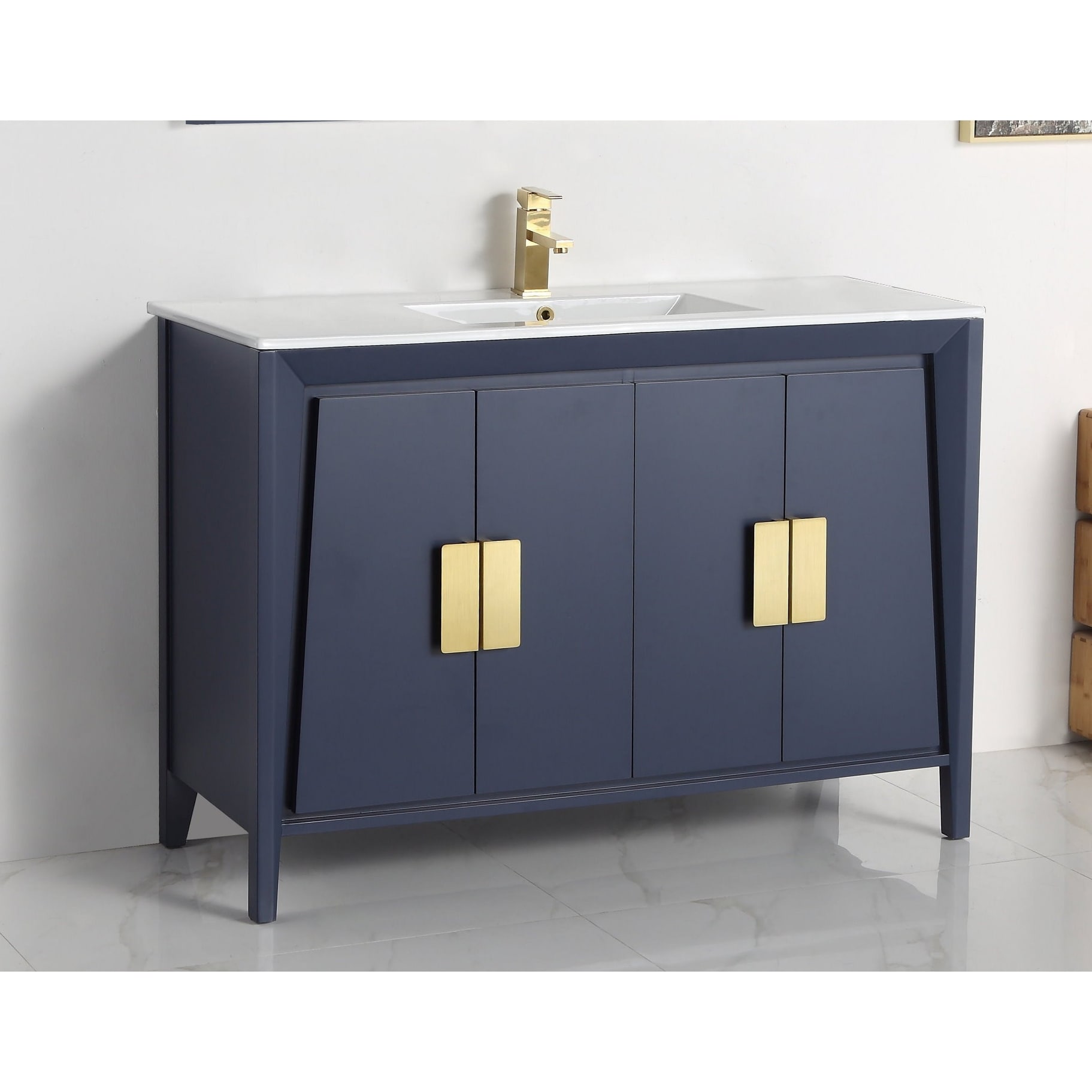 48" Larvotto Light Wheat Color Modern Bathroom Sink Vanity