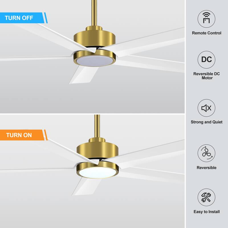 Breezary 65"/52"/42" 5-Blade LED Ceiling Fan with Light Kit and Remote