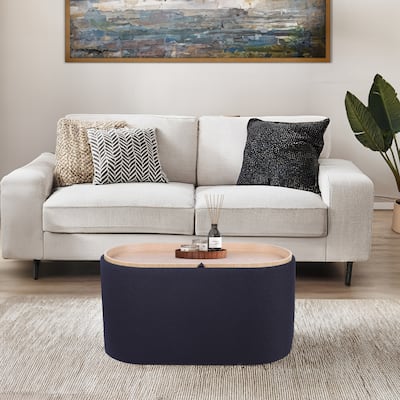 Modern Designs Ottoman with Reversible Tray Table Lid and Concealed Storage