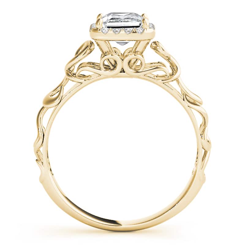 Auriya 14k Yellow Gold Lab Grown Princess Diamond Halo Engagement Ring 0.50 to 5.00 ct. tw. (F-G VS)