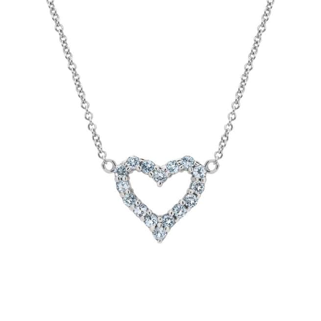 Victoria Townsend .925 Sterling Silver Lab Aqua Topaz Open Heart Necklace