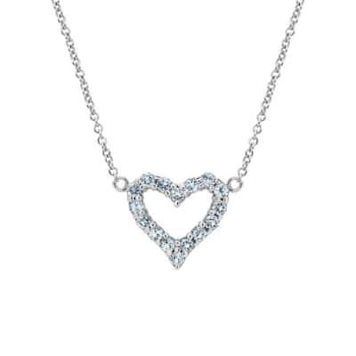 Victoria Townsend .925 Sterling Silver Lab Aqua Topaz Open Heart Necklace