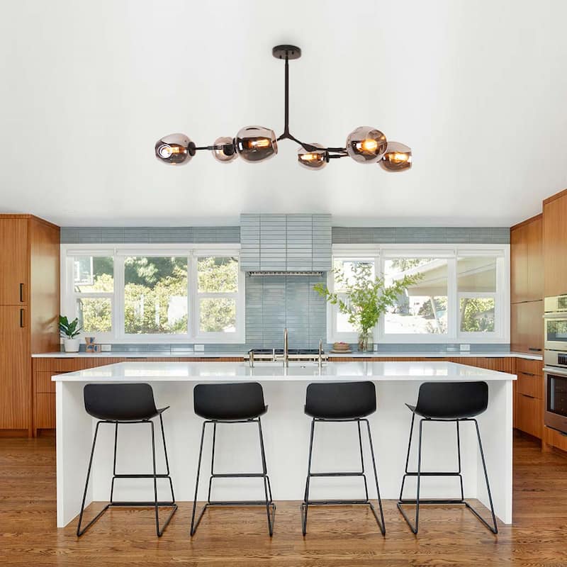 Cusp Barn Modern Sputnik Chandelier 6-Light Ceiling Lights Fixture Black Pendant Light for Foyer Hallway