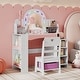 preview thumbnail 4 of 7, Gymax Kids Vanity Desk w/Mirror & Lights Princess Pretend Play Makeup