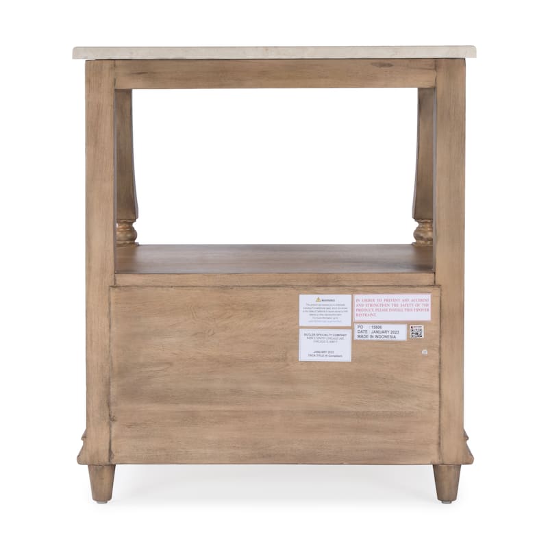 Mabel Genuine Marble and Wood 1-Drawer Nightstand