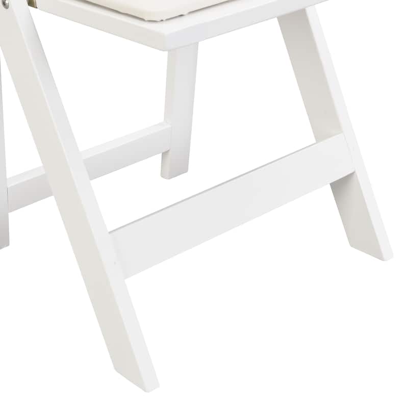 Beige+White Modern 16.1" Folding Accent Chair with Solid Wood Frame for Dining Room (Set of 4)