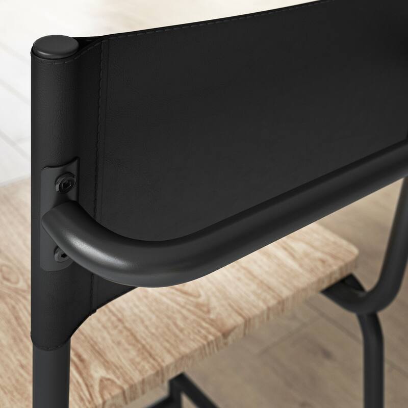 Wood Industrial Counter-Height Stool with Comfortable Seating, Black - 18.50" W x 23.47" D x 38.23" H